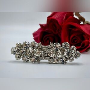 BRILLIANT Art Deco Rhinestone DUETTE DRESS CLIPS /BROOCH SET 3-Piece